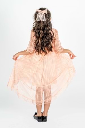 Kuyruklu Model Kız Çocuk Dantel Elbise MNK0482