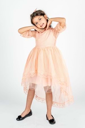 Kuyruklu Model Kız Çocuk Dantel Elbise MNK0482