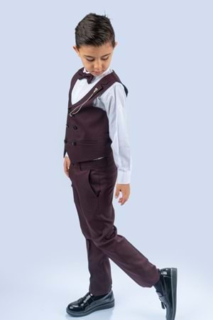 Zincirli Yelekli Çift Sıra Düğmeli Erkek Çocuk Takım MNK0484