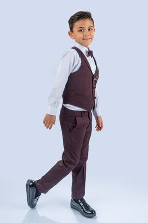 Zincirli Yelekli Çift Sıra Düğmeli Erkek Çocuk Takım MNK0484