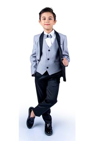 Simli Ceketli Yelekli Erkek Çocuk Damatlık Takım MNK0501