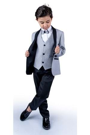 Simli Ceketli Yelekli Erkek Çocuk Damatlık Takım MNK0501