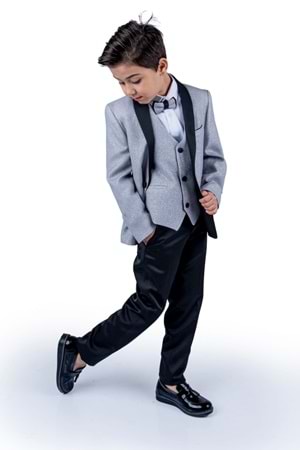 Simli Ceketli Yelekli Erkek Çocuk Damatlık Takım MNK0501