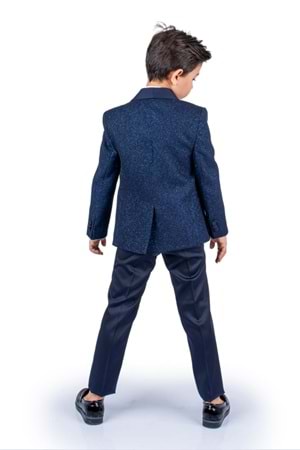 Simli Ceketli Yelekli Erkek Çocuk Damatlık Takım MNK0501