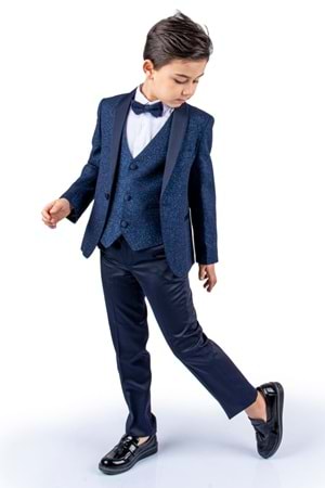 Simli Ceketli Yelekli Erkek Çocuk Damatlık Takım MNK0501