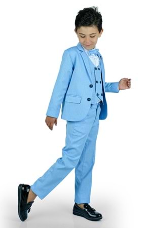 6 Düğme Yelekli Ceketli Çocuk Tam Takım Elbise MNK0523