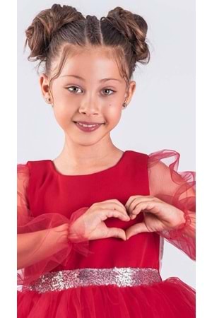 Kanatlı Kız Çocuk Şifon Kol Abiye MNK0534