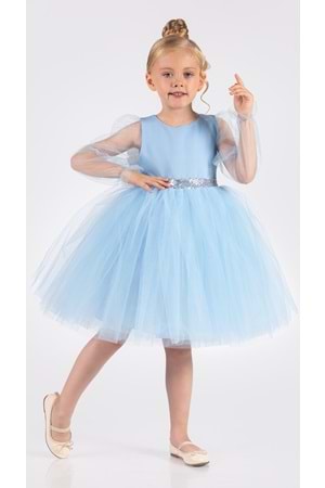 Kanatlı Kız Çocuk Şifon Kol Abiye MNK0534