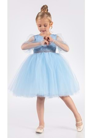 Kanatlı Kız Çocuk Şifon Kol Abiye MNK0534