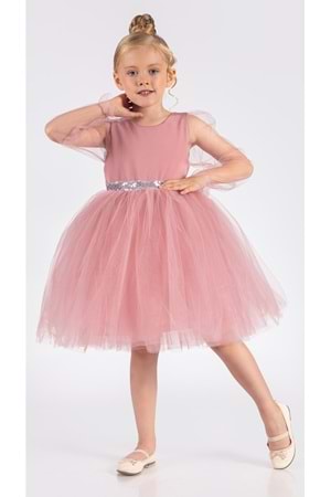 Kanatlı Kız Çocuk Şifon Kol Abiye MNK0534