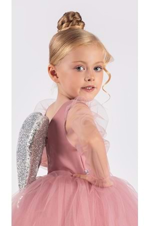 Kanatlı Kız Çocuk Şifon Kol Abiye MNK0534