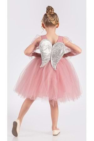 Kanatlı Kız Çocuk Şifon Kol Abiye MNK0534