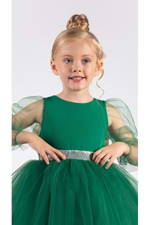 Kanatlı Kız Çocuk Şifon Kol Abiye MNK0534