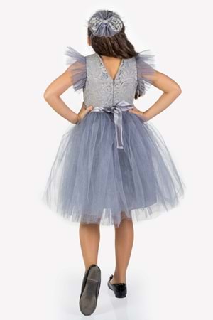 Roza Dantel Tütü Kız Çocuk Abiye Elbise MNK0546