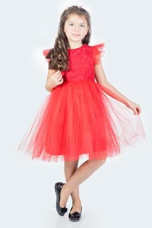 Roza Dantel Tütü Kız Çocuk Abiye Elbise MNK0546