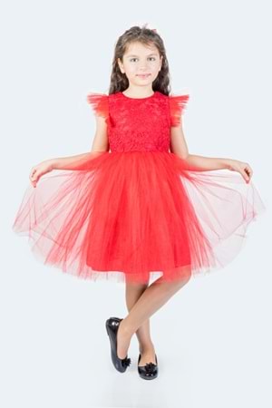 Roza Dantel Tütü Kız Çocuk Abiye Elbise MNK0546