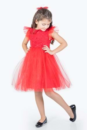 Roza Dantel Tütü Kız Çocuk Abiye Elbise MNK0546