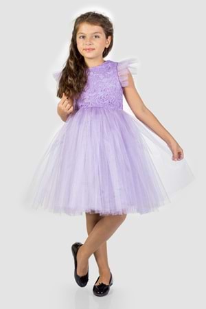 Roza Dantel Tütü Kız Çocuk Abiye Elbise MNK0546