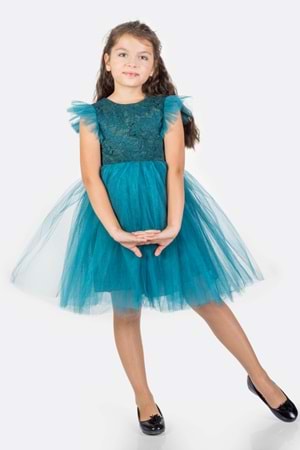 Roza Dantel Tütü Kız Çocuk Abiye Elbise MNK0546