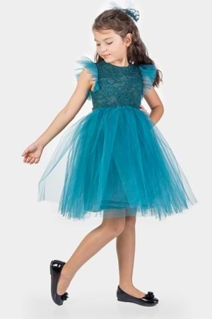 Roza Dantel Tütü Kız Çocuk Abiye Elbise MNK0546