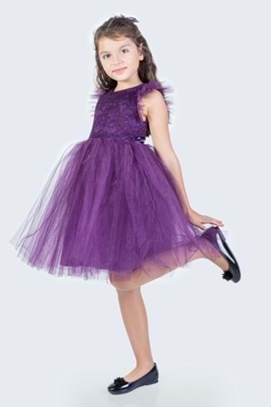 Roza Dantel Tütü Kız Çocuk Abiye Elbise MNK0546