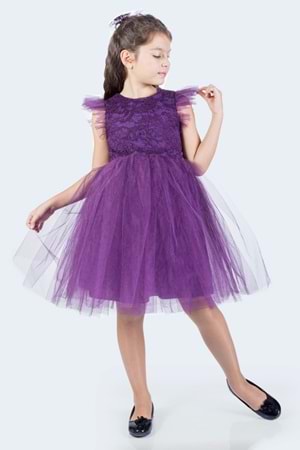 Roza Dantel Tütü Kız Çocuk Abiye Elbise MNK0546