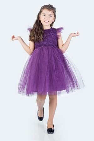 Roza Dantel Tütü Kız Çocuk Abiye Elbise MNK0546