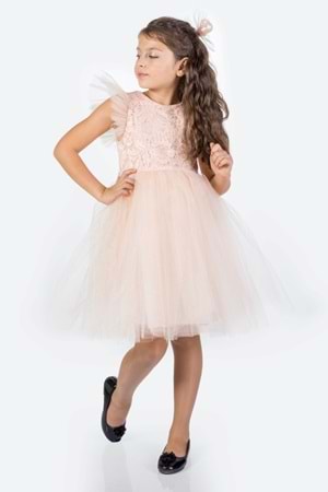 Roza Dantel Tütü Kız Çocuk Abiye Elbise MNK0546