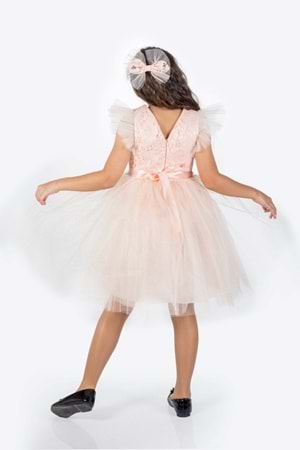 Roza Dantel Tütü Kız Çocuk Abiye Elbise MNK0546