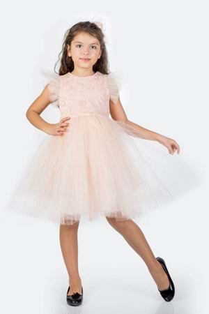 Roza Dantel Tütü Kız Çocuk Abiye Elbise MNK0546