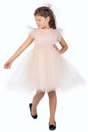 Roza Dantel Tütü Kız Çocuk Abiye Elbise MNK0546