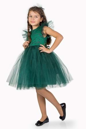 Roza Dantel Tütü Kız Çocuk Abiye Elbise MNK0546