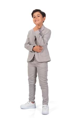 Ekose Desen Spor Erkek Çocuk Ceket, Tişört , Jogger Pantolonlu Takım MNK0549