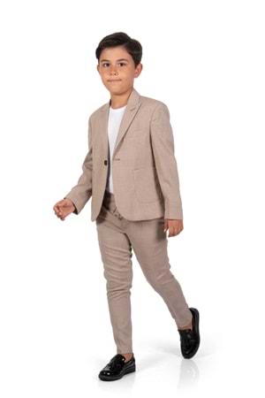 Ekose Desen Spor Erkek Çocuk Ceket, Tişört , Jogger Pantolonlu Takım MNK0549