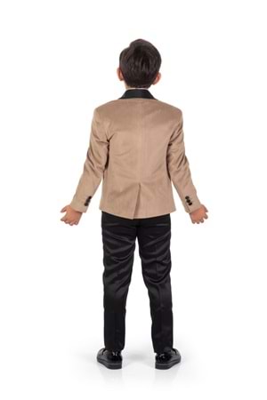 Kadife Ceketli Yelekli Erkek Çocuk Takım Elbise MNK0550