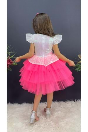 Pul Payet Tütülü Taçlı Parti Elbisesi MNK0555