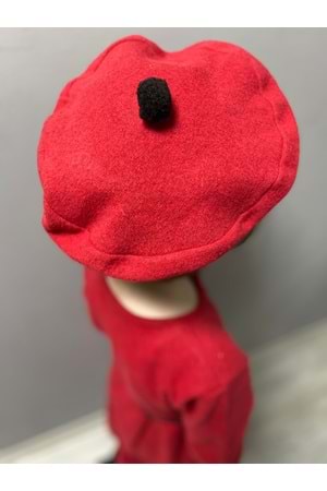 Kaşe Kumaş Şapkalı Kız Çocuk Elbise MNK0559