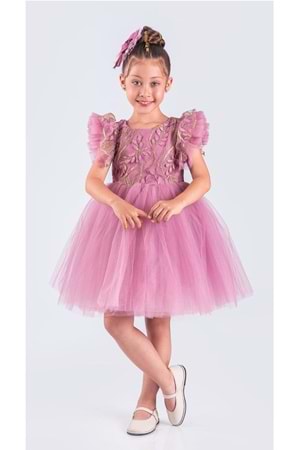 Kız Çocuk Nakışlı Tütü Etek Elbise MNK0578