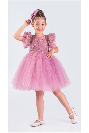 Kız Çocuk Nakışlı Tütü Etek Elbise MNK0578