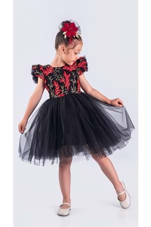 Kız Çocuk Nakışlı Tütü Etek Elbise MNK0578