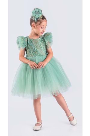 Kız Çocuk Nakışlı Tütü Etek Elbise MNK0578