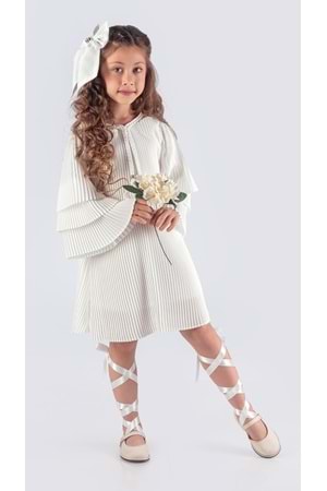 Kız Çocuk Krep Plise Elbise MNK0595