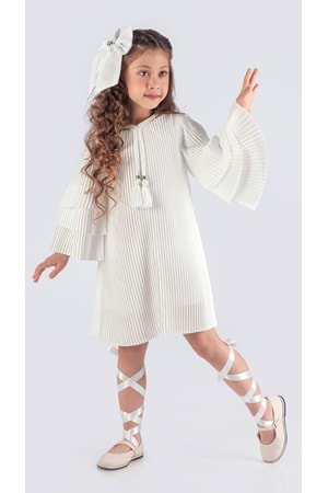 Kız Çocuk Krep Plise Elbise MNK0595