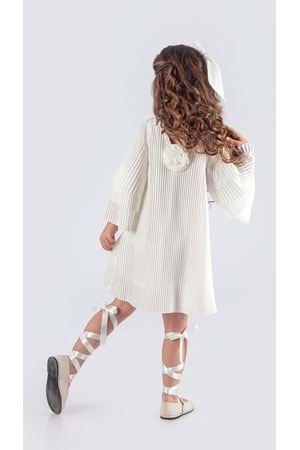 Kız Çocuk Krep Plise Elbise MNK0595