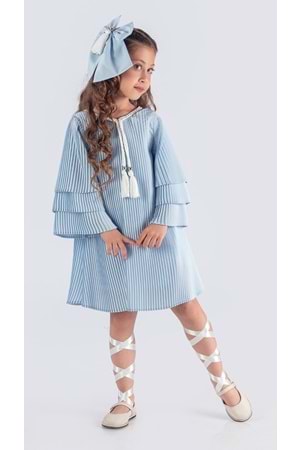 Kız Çocuk Krep Plise Elbise MNK0595