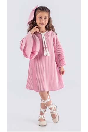 Kız Çocuk Krep Plise Elbise MNK0595