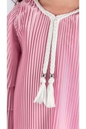 Kız Çocuk Krep Plise Elbise MNK0595