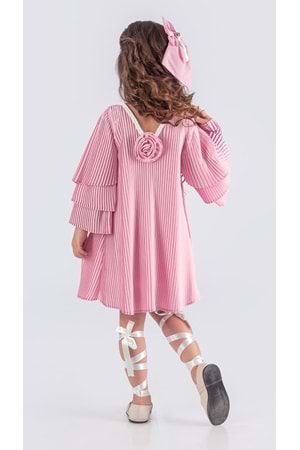 Kız Çocuk Krep Plise Elbise MNK0595