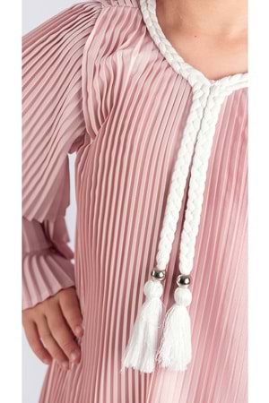 Kız Çocuk Krep Plise Elbise MNK0595
