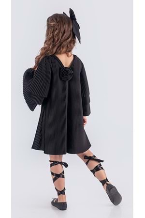 Kız Çocuk Krep Plise Elbise MNK0595